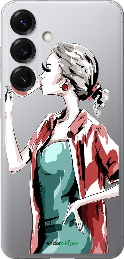Силиконовый чехол Девушка с бокалом для Samsung Galaxy S25 - 4662u-3804 изображение 