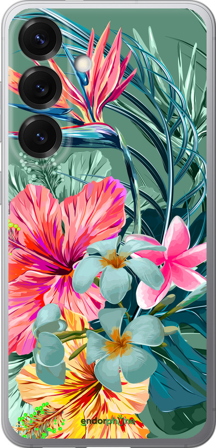 Силиконовый чехол Тропические цветы v1 для Samsung Galaxy S25 - 4667u-3804 изображение 