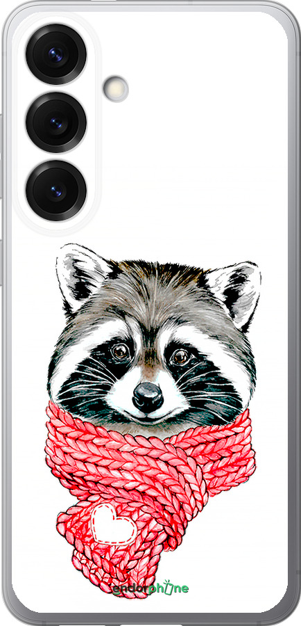Силиконовый чехол Енот в шарфе для Samsung Galaxy S25 - 4688u-3804 изображение 