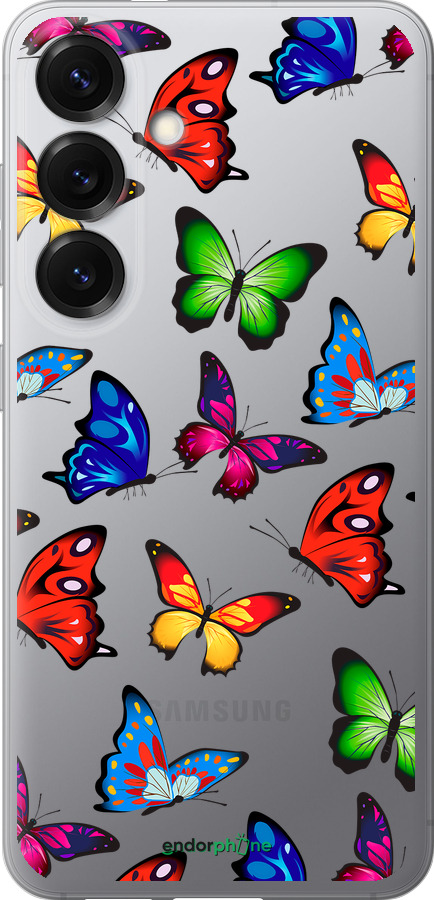 Силиконовый чехол Красочные мотыльки для Samsung Galaxy S25 - 4761u-3804 изображение 