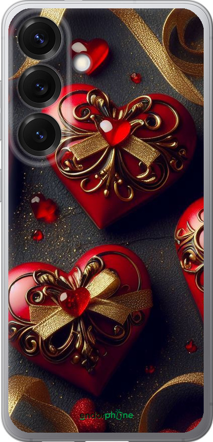 Силіконовий чехол Сердечки v4 для Samsung Galaxy S25 - 5834u-3804 изображение 