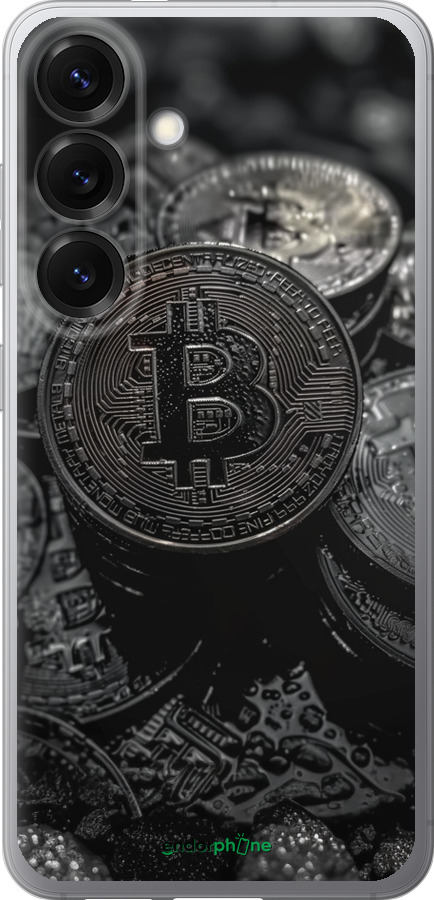 Силиконовый чехол Black Bitcoin для Samsung Galaxy S25 - 6090u-3804 изображение 