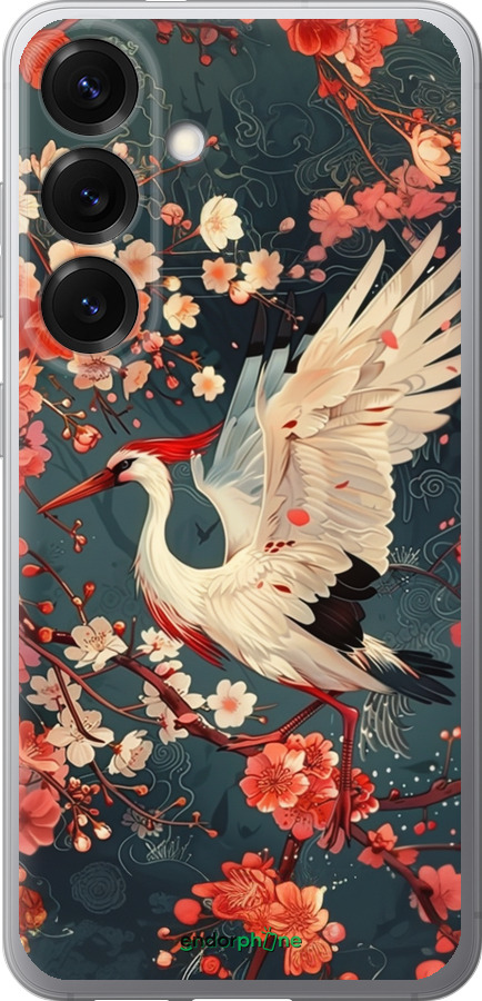 Силиконовый чехол Сакура и аист для Samsung Galaxy S25 - 6108u-3804 изображение 