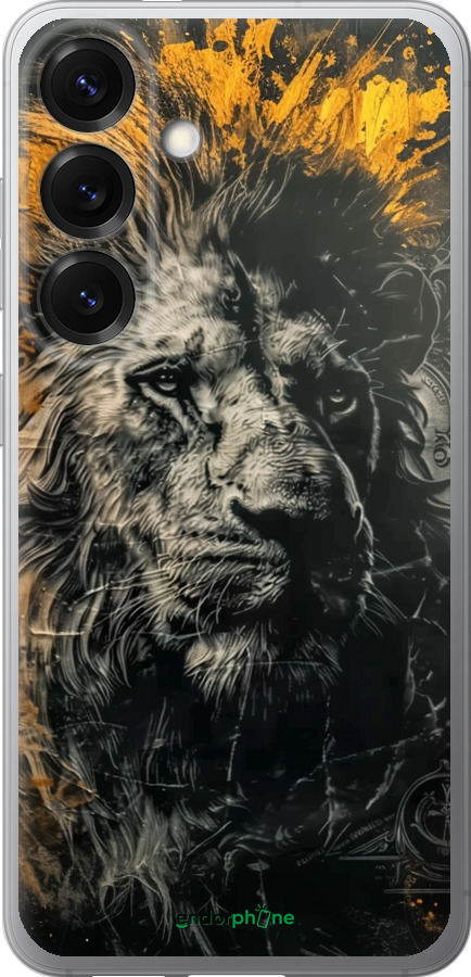 Силиконовый чехол Лев в золотых красках для Samsung Galaxy S25 - 6155u-3804 изображение 