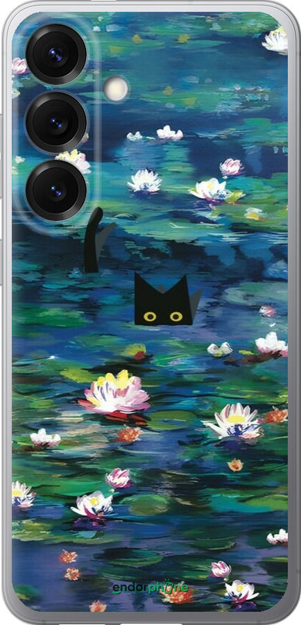 Силиконовый чехол із зображенням водяних лілій та кішок для Samsung Galaxy S25 - 6257u-3804 изображение 