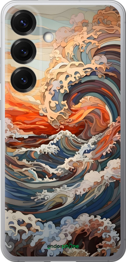 Силиконовый чехол Арт волны для Samsung Galaxy S25 - 6324u-3804 изображение 
