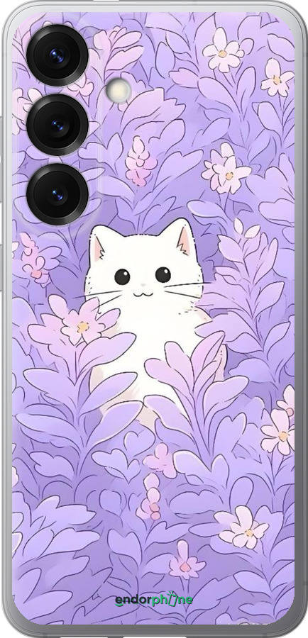 Силиконовый чехол Котик в цветах для Samsung Galaxy S25 - 6390u-3804 изображение 