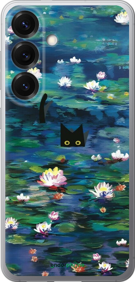 Силиконовый чехол Чехол с изображением водяных лилий Моне и кошек для Samsung Galaxy S25 - 6399u-3804 изображение 