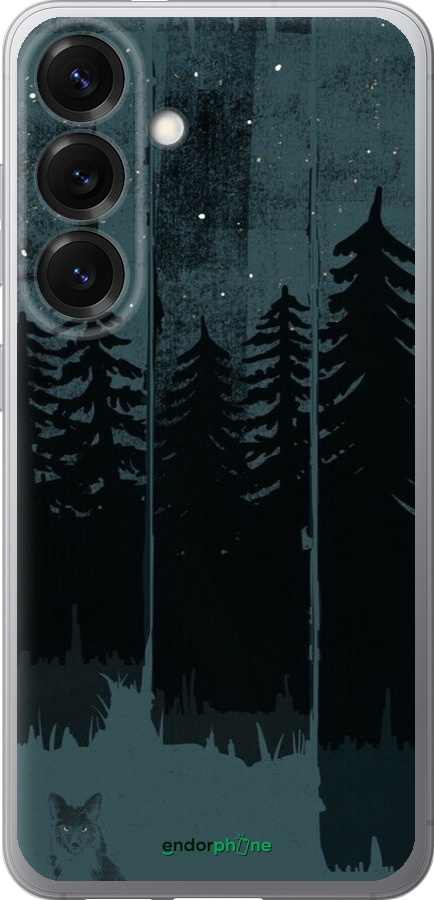 Силиконовый чехол Лиса и ночной лес для Samsung Galaxy S25 - 6481u-3804 изображение 