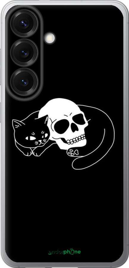 Силиконовый чехол С изображением кота и черепа для Samsung Galaxy S25 - 6491u-3804 изображение 