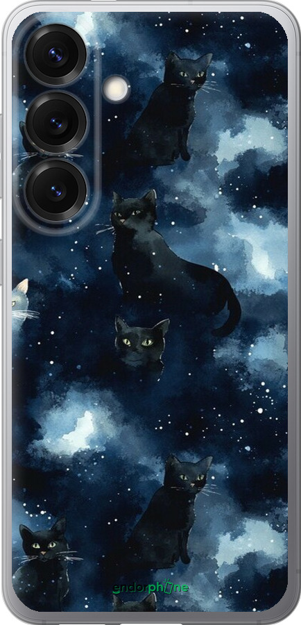 Силиконовый чехол Изображение Кошек с тёмной акварелью для Samsung Galaxy S25 - 6521u-3804 изображение 