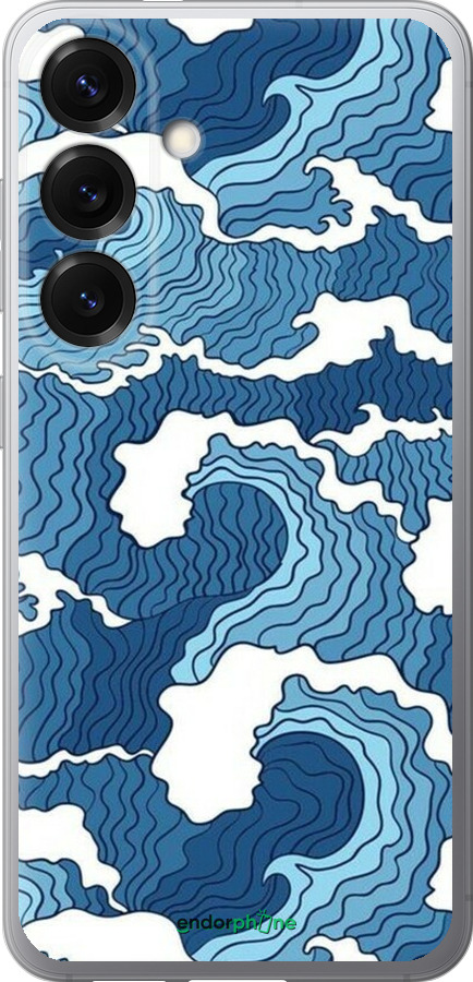 Силиконовый чехол Абстрактный рисунок морских волн для Samsung Galaxy S25 - 6538u-3804 изображение 