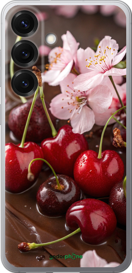 Силиконовый чехол Вишня в шоколаде для Samsung Galaxy S25 - 6698u-3804 изображение 