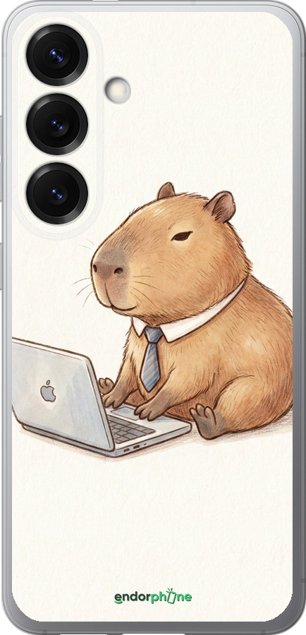 Силиконовый чехол Funny Capybara CEO Working для Samsung Galaxy S25 - 6777u-3804 изображение 