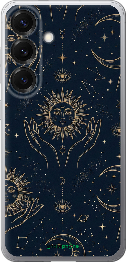 Силіконовий чехол Celestial Harmony: Sun & Moon Gold Mystic Pattern для Samsung Galaxy S25 - 6778u-3804 изображение 