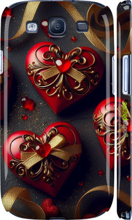 3D пластиковый глянцевый чехол Сердечки v4 для Samsung Galaxy S3 Duos I9300i - 5834c-50 изображение 