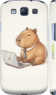 3D пластиковый глянцевый чехол Funny Capybara CEO Working для Samsung Galaxy S3 Duos I9300i - 6777c-50 изображение 