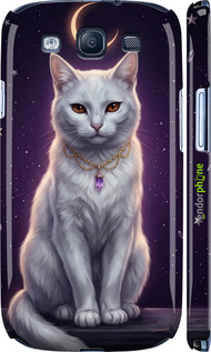 3D пластиковый глянцевый чехол Mystic White Cat Gothic Dark Purple Gold для Samsung Galaxy S3 i9300 - 6805c-11 изображение 