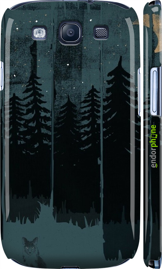 3D пластиковый матовый чехол Лиса и ночной лес для Samsung Galaxy S3 Duos I9300i - 6481m-50 изображение 
