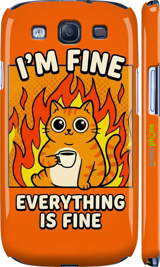 3D пластиковый глянцевый чехол Funny Cat для Samsung Galaxy S3 Duos I9300i - 6786c-50 изображение 