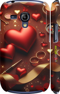 3D пластиковый матовый чехол Сердечки v3 для Samsung Galaxy S3 mini - 5833m-31 изображение 
