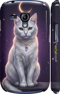 3D пластиковий глянцевий чехол Mystic White Cat Gothic Dark Purple Gold для Samsung Galaxy S3 mini - 6805c-31 изображение 