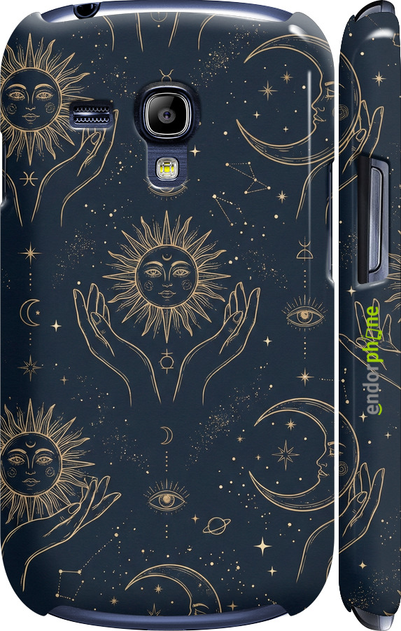 3D пластиковый матовый чехол Celestial Harmony: Sun & Moon Gold Mystic Pattern для Samsung Galaxy S3 mini - 6778m-31 изображение 