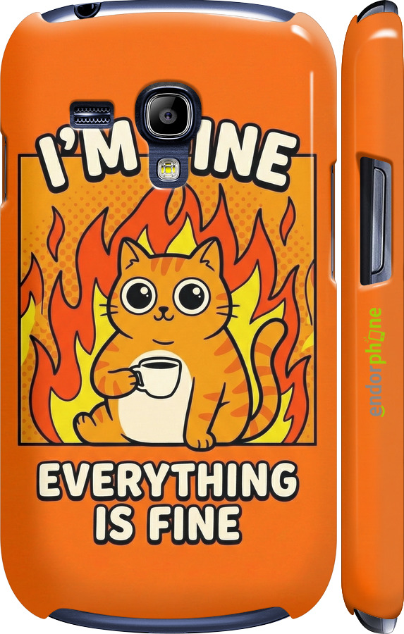 3D пластиковый глянцевый чехол Funny Cat для Samsung Galaxy S3 mini - 6786c-31 изображение 