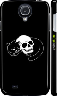 3D пластиковый глянцевый чехол С изображением кота и черепа для Samsung Galaxy S4 i9500 - 6491c-13 изображение 