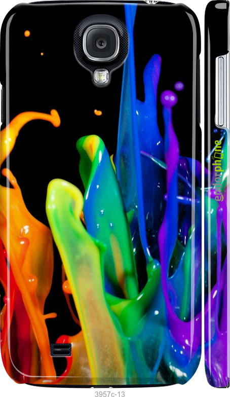 3D пластиковий матовий чехол Бризки фарби для Samsung Galaxy S4 i9500 - 3957m-13 изображение 