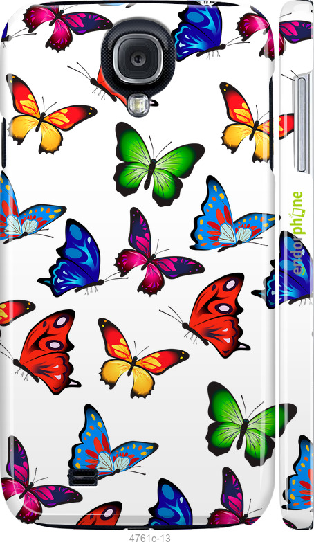 3D пластиковый глянцевый чехол Красочные мотыльки для Samsung Galaxy S4 i9500 - 4761c-13 изображение 