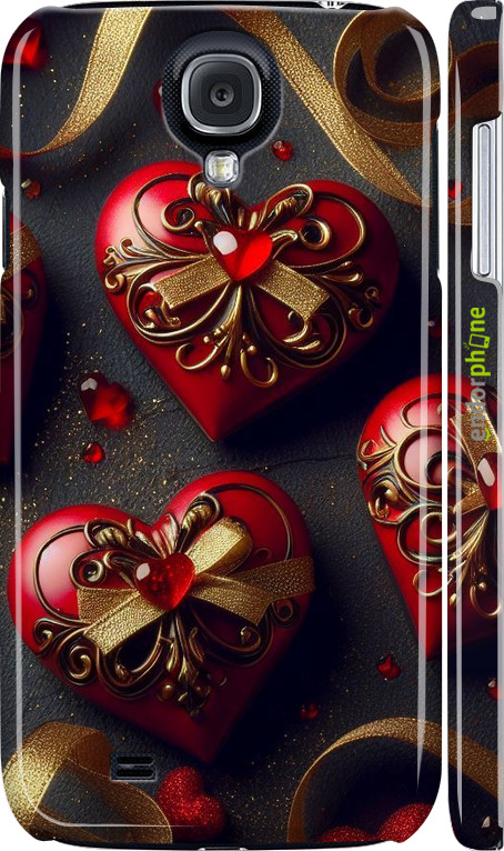 3D пластиковый глянцевый чехол Сердечки v4 для Samsung Galaxy S4 i9500 - 5834c-13 изображение 