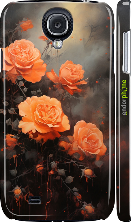 3D пластиковый глянцевый чехол Оранжевые розы для Samsung Galaxy S4 i9500 - 5944c-13 изображение 
