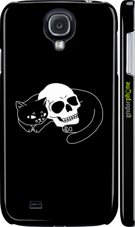 3D пластиковый глянцевый чехол С изображением кота и черепа для Samsung Galaxy S4 i9500 - 6491c-13 изображение 