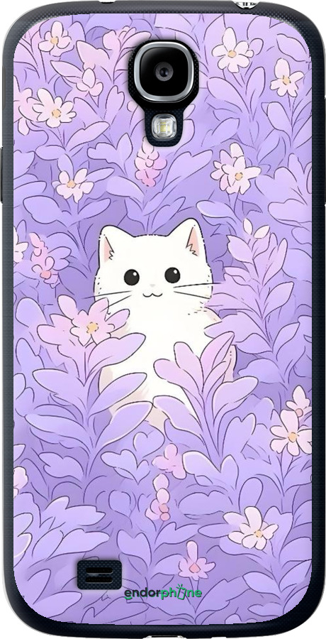 2D пластиковый чехол Котик в цветах для Samsung Galaxy S4 i9500 - 6390t-13 изображение 