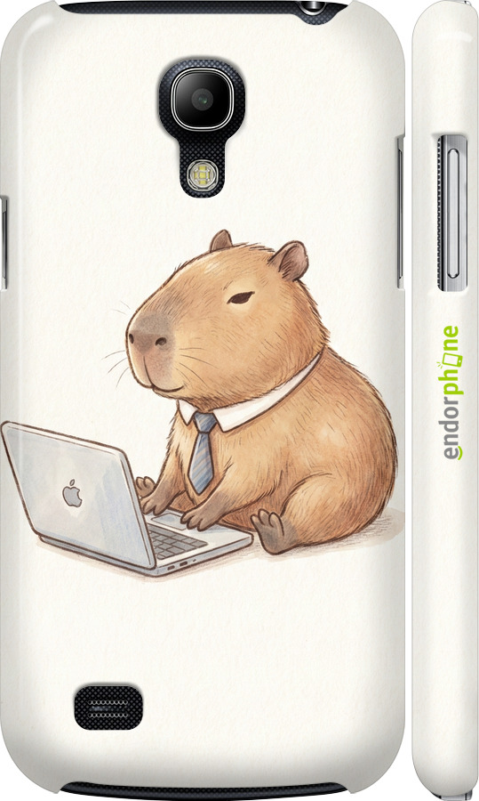 3D пластиковый матовый чехол Funny Capybara CEO Working для Samsung Galaxy S4 mini - 6777m-32 изображение 