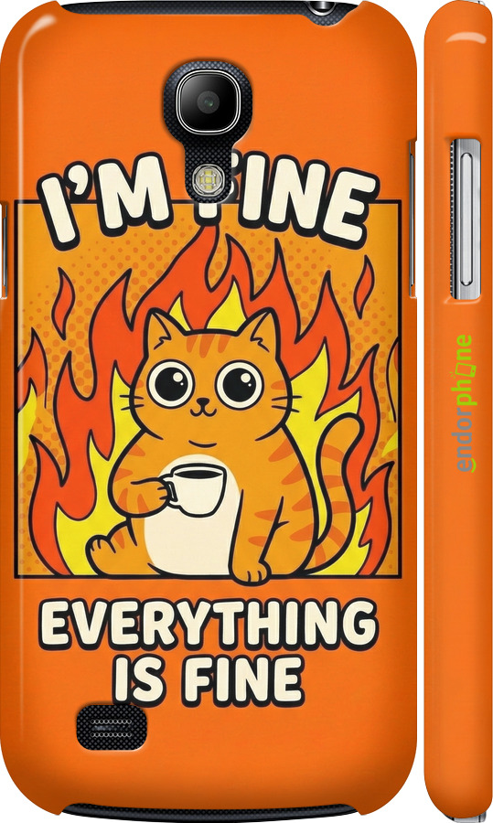 3D пластиковий матовий чехол Funny Cat для Samsung Galaxy S4 mini - 6786m-32 изображение 