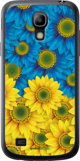 Силиконовый чехол Жёлто-голубые цветы для Samsung Galaxy S4 mini Duos GT i9192 - 1048u-63 изображение 