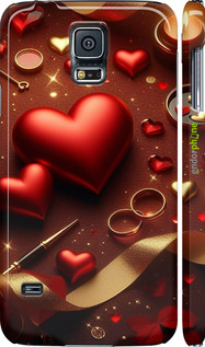 3D пластиковий матовий чехол Сердечки v3 для Samsung Galaxy S5 g900h - 5833m-24 изображение 