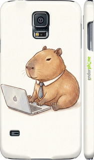 3D пластиковый глянцевый чехол Funny Capybara CEO Working для Samsung Galaxy S5 Duos SM G900FD - 6777c-62 изображение 