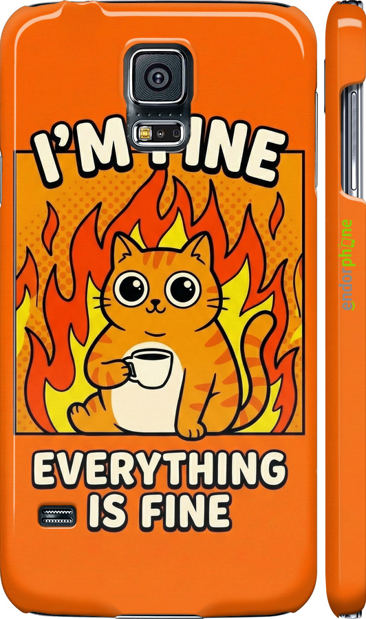 3D пластиковый глянцевый чехол Funny Cat для Samsung Galaxy S5 Duos SM G900FD - 6786c-62 изображение 