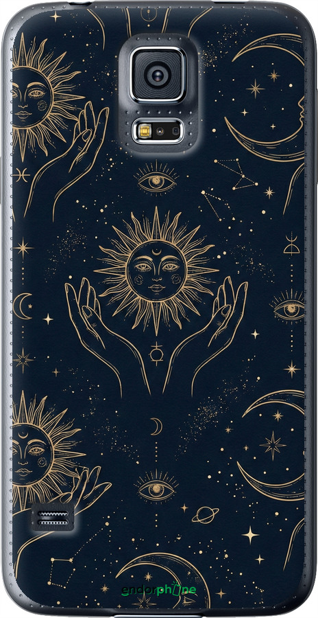 Силіконовий чехол Celestial Harmony: Sun & Moon Gold Mystic Pattern для Samsung Galaxy S5 g900h - 6778u-24 изображение 