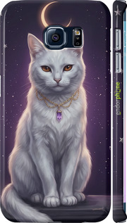 3D пластиковий матовий чехол Mystic White Cat Gothic Dark Purple Gold для Samsung Galaxy S6 Edge G925F - 6805m-83 изображение 