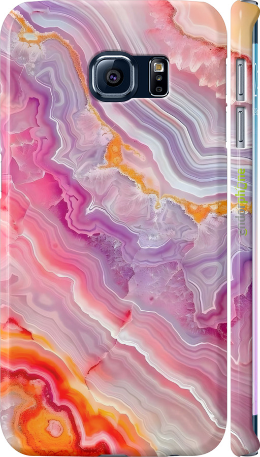 3D пластиковый матовый чехол Мрамор 2 для Samsung Galaxy S6 Edge G925F - 6307m-83 изображение 