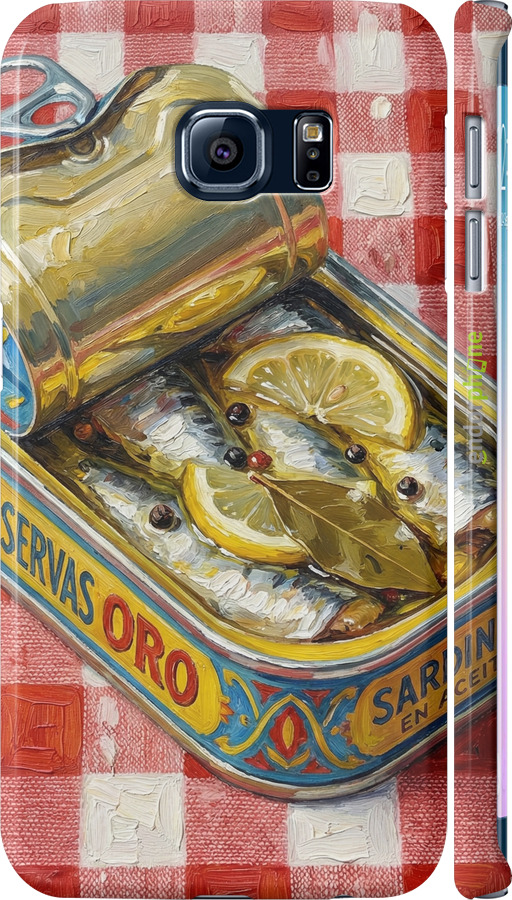 3D пластиковий матовий чехол Vintage Sardine Tin Phone для Samsung Galaxy S6 Edge G925F - 6772m-83 изображение 