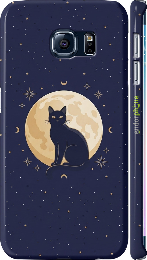 3D пластиковый матовый чехол Cute Cat Celestial/Witchy для Samsung Galaxy S6 Edge G925F - 6787m-83 изображение 