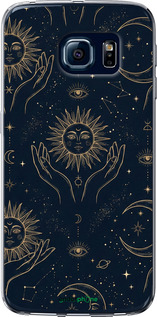 2D пластиковый чехол Celestial Harmony: Sun & Moon Gold Mystic Pattern для Samsung Galaxy S6 Edge G925F - 6778t-83 изображение 
