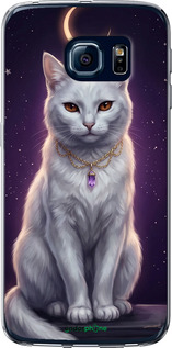 2D пластиковый чехол Mystic White Cat Gothic Dark Purple Gold для Samsung Galaxy S6 Edge G925F - 6805t-83 изображение 
