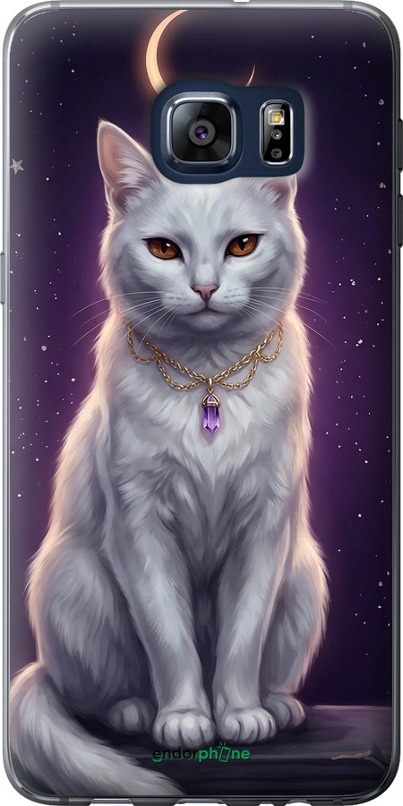 Силиконовый чехол Mystic White Cat Gothic Dark Purple Gold для Samsung Galaxy S6 Edge Plus G928 - 6805u-189 изображение 