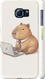 3D пластиковий матовий чехол Funny Capybara CEO Working для Samsung Galaxy S6 G920 - 6777m-80 изображение 
